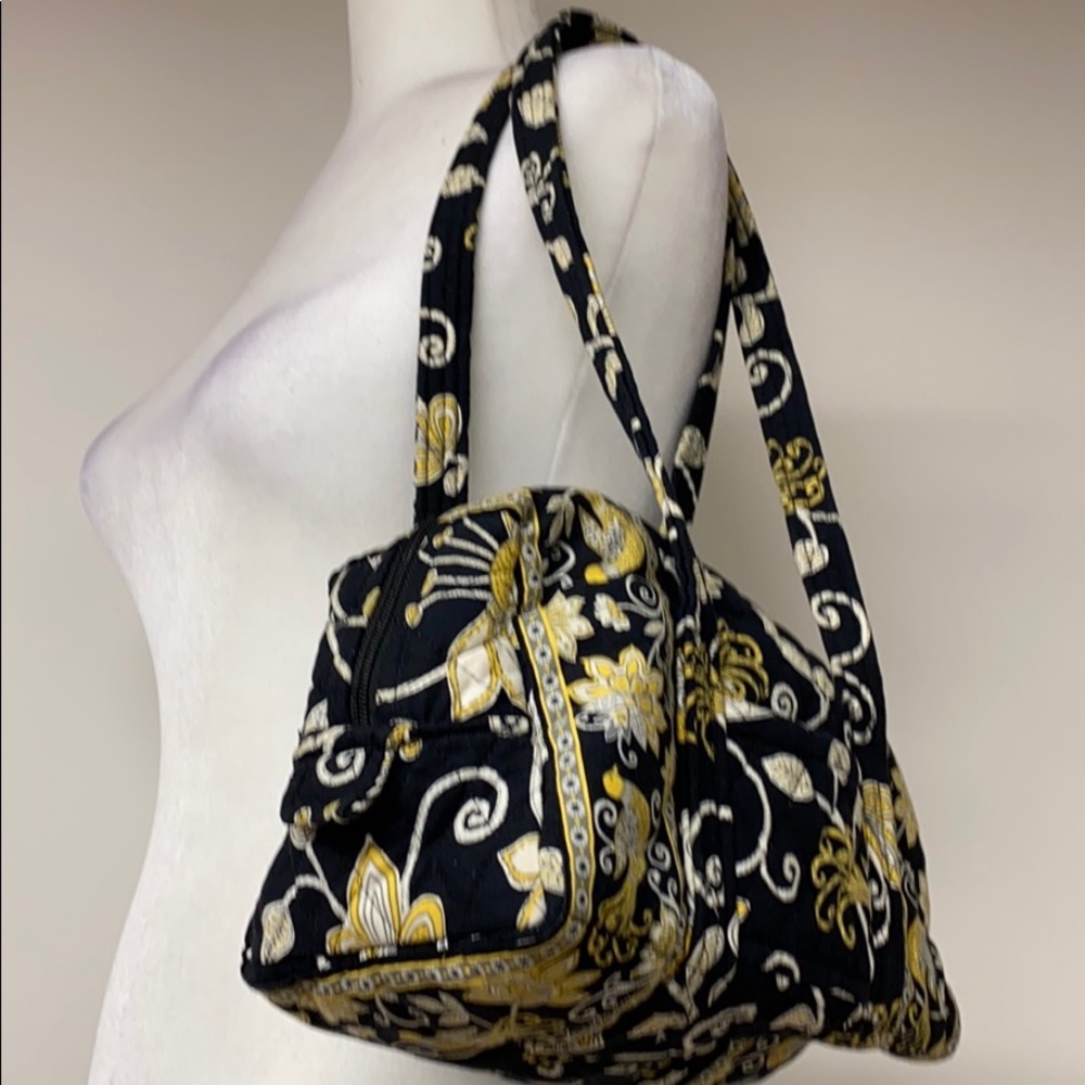 Vera Bradley quilted fabric yellow & black satchel
